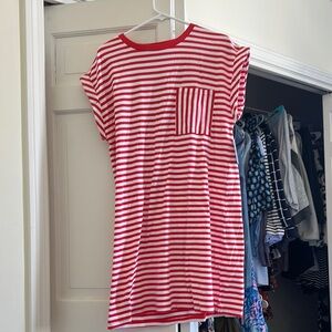 Red and White Striped T-Shirt Dress